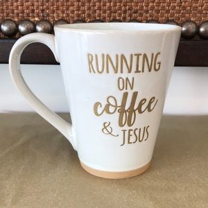 Spectrum - ‘Running on Coffee & Jesus’ Ceramic mug. NWT
